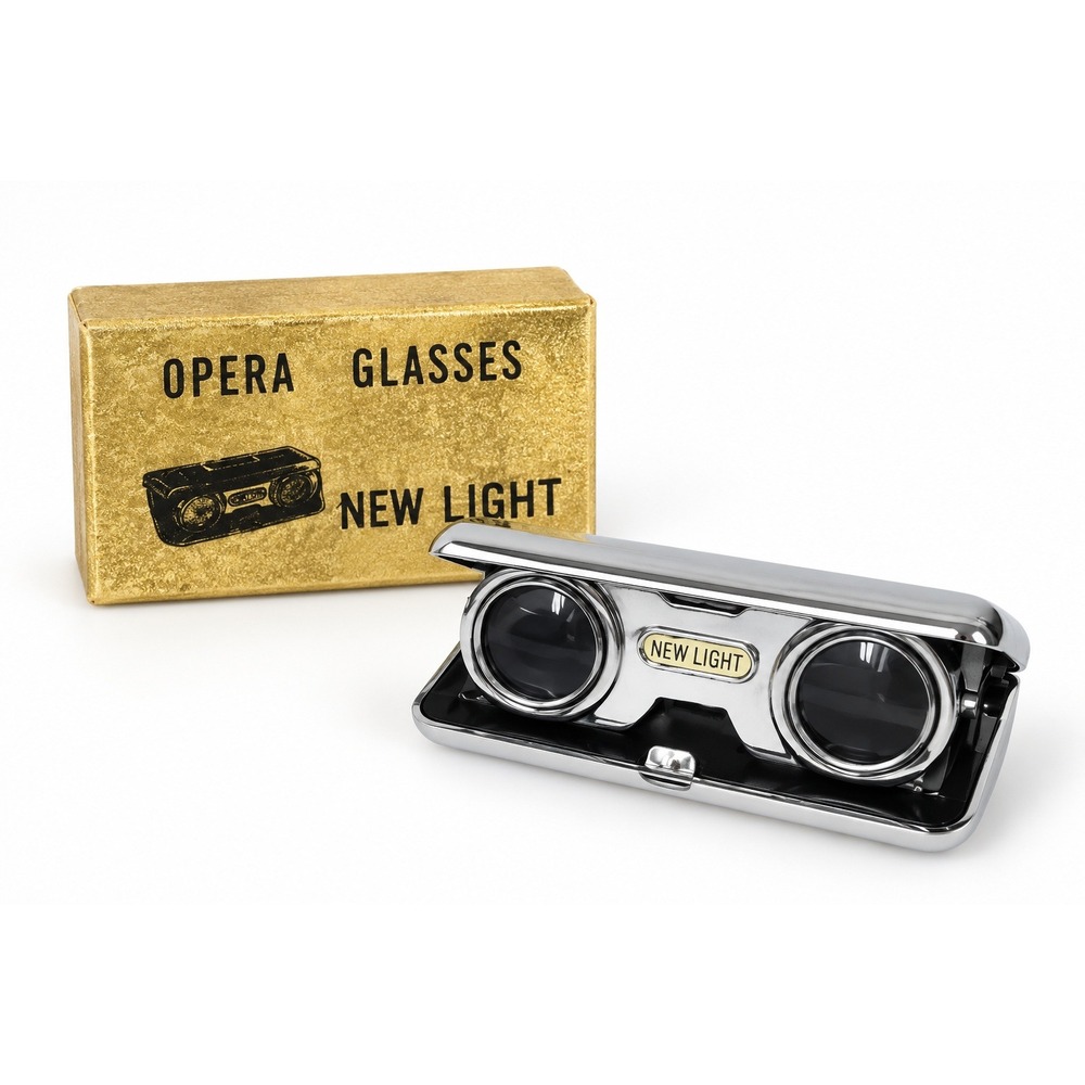 Vintage New Light 2.5X Opera Glasses Crystal Lens Made in Japan w/ Box